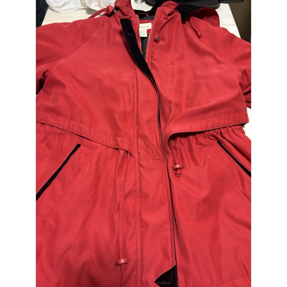 Westbound Jacket Women's L Red Polyester Fleece‎ Lined Puff Sleeve Full Zip VTG